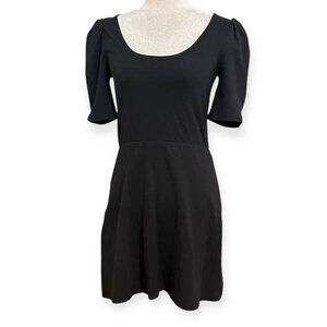 Reformation Jeans Black Puff Sleeve Mini Dress Women’s Size S Scoop Neck Stretch